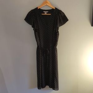 H&M Black Flutter Sleeve Button Down Dress